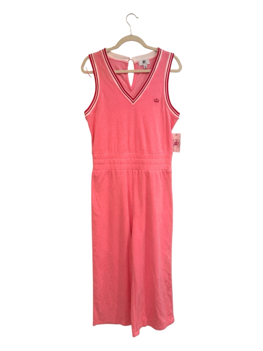 Juicy Couture Jumpsuit Retro Pink and White Terry Size M NWT